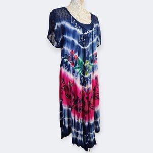 Exist Tie Dye/Floral Dress/Muumuu/ Beach Cover-Up One Size